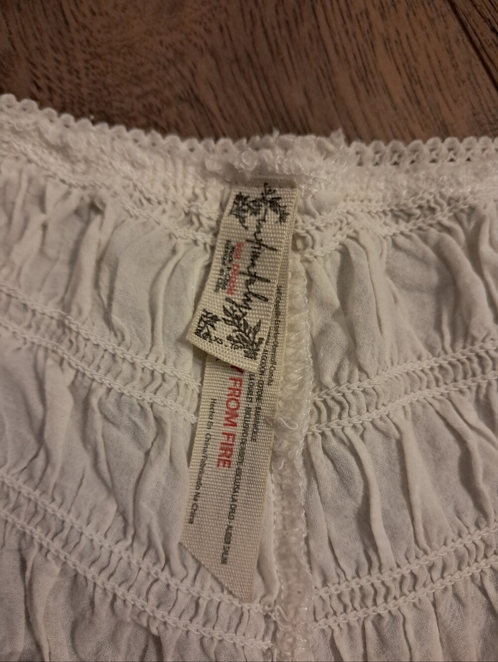 Intimately Free People Cream Lace-Trim Smocked Shorts Bloomers - Picture 3 of 4